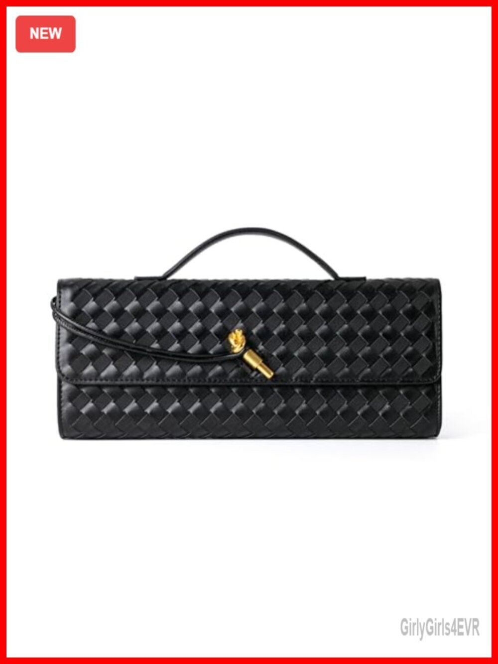 Woven Vegan Leather & Suede Evening Clutch Crossbody Bag with Knot Closure
